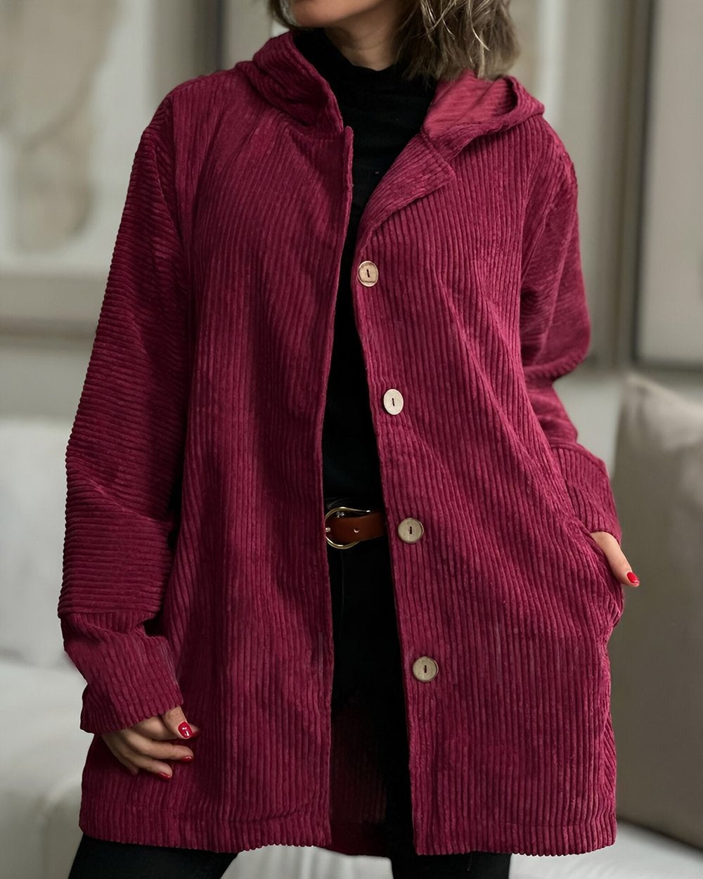 Cordelle - Cozy Corduroy Hooded Jacket