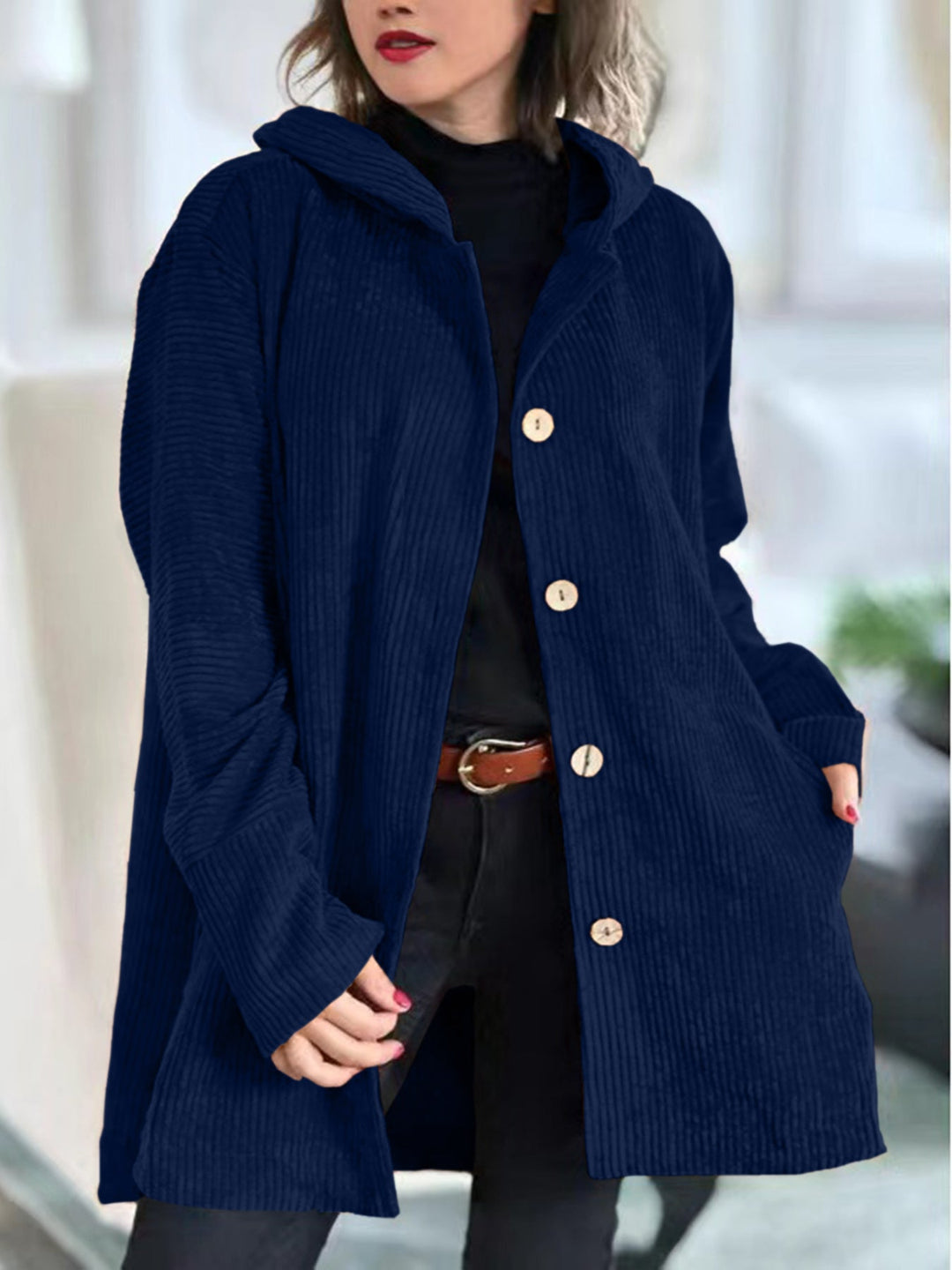 Cordelle - Cozy Corduroy Hooded Jacket