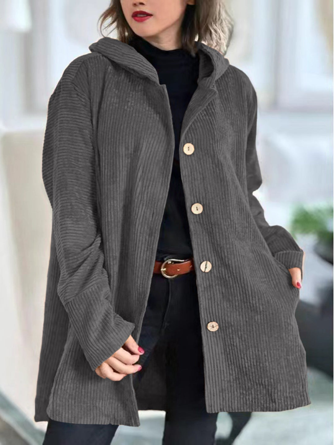 Cordelle - Cozy Corduroy Hooded Jacket
