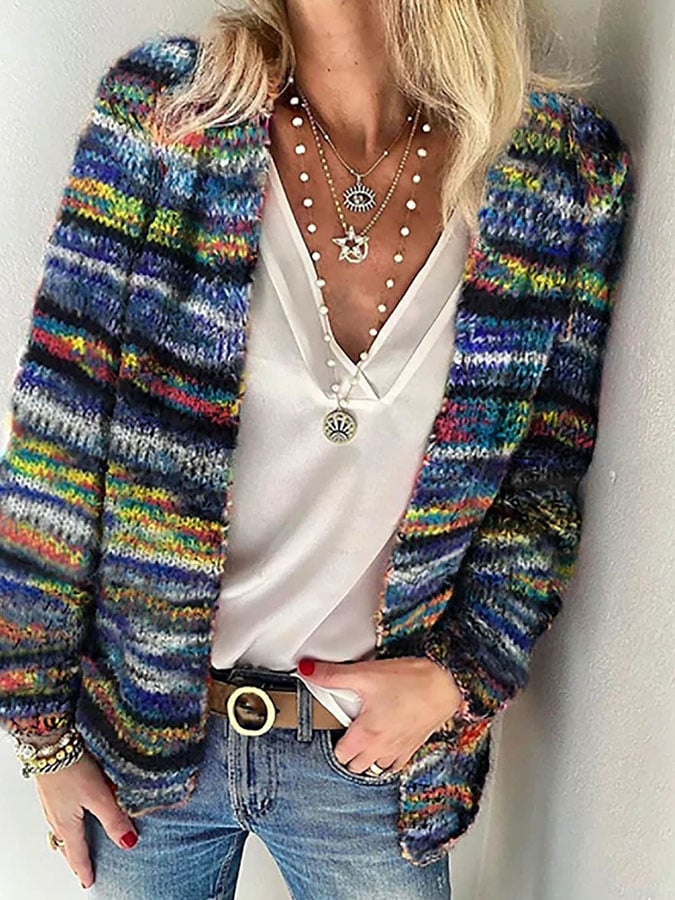 Amelia - Women’s Multicolour Striped Cardigan