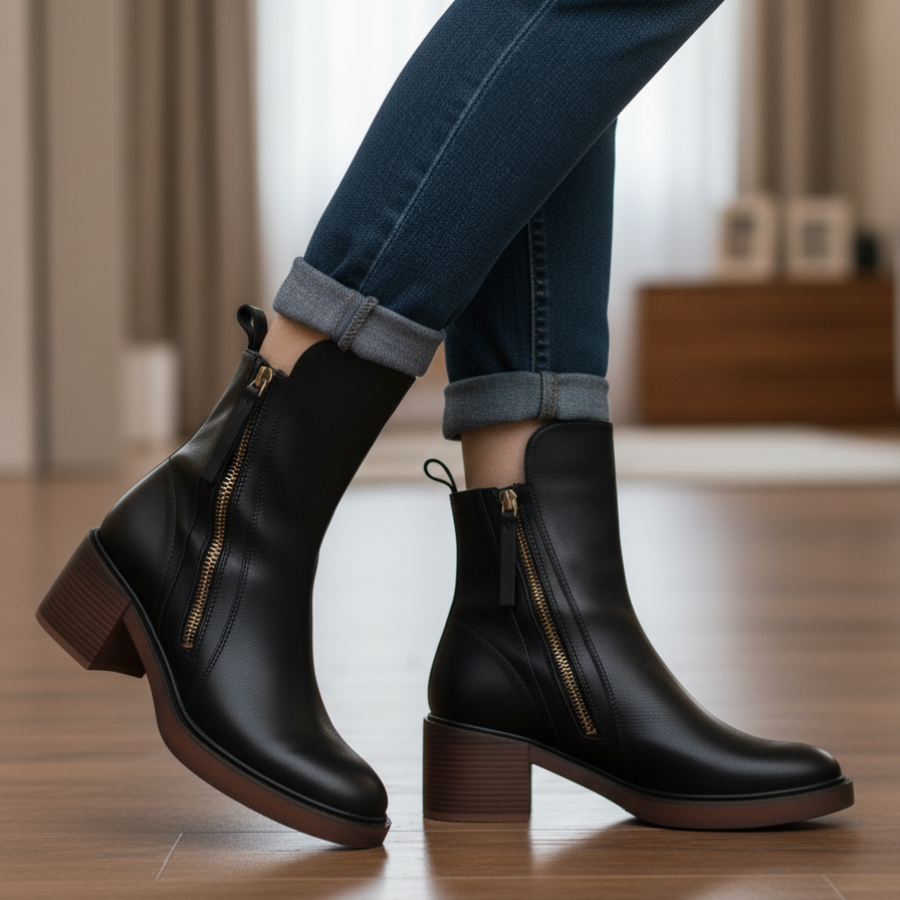Vallory | Elegant Black Leather Boot