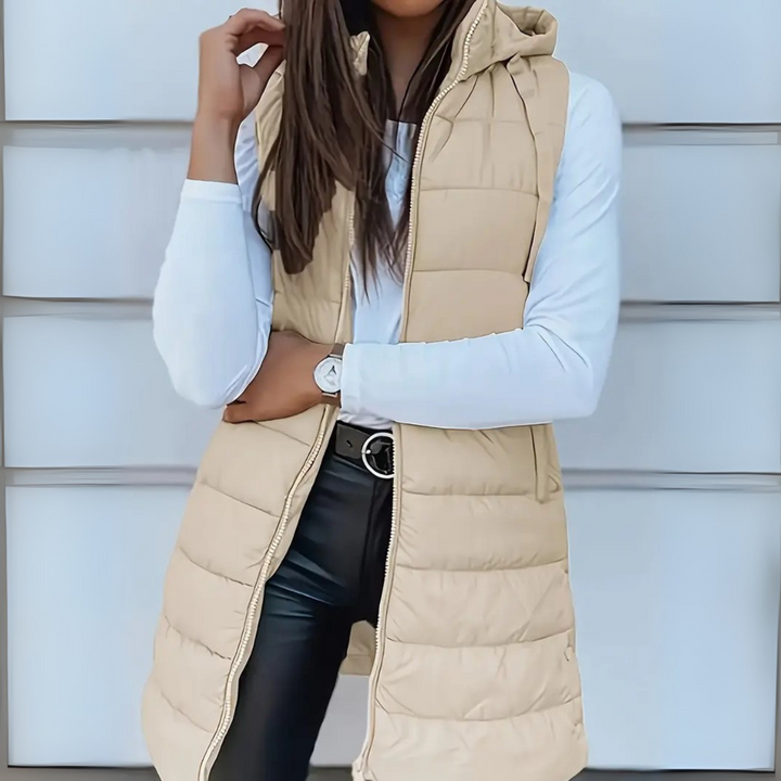 Raine London - Casual Sleeveless Hood Long Puffer Vest