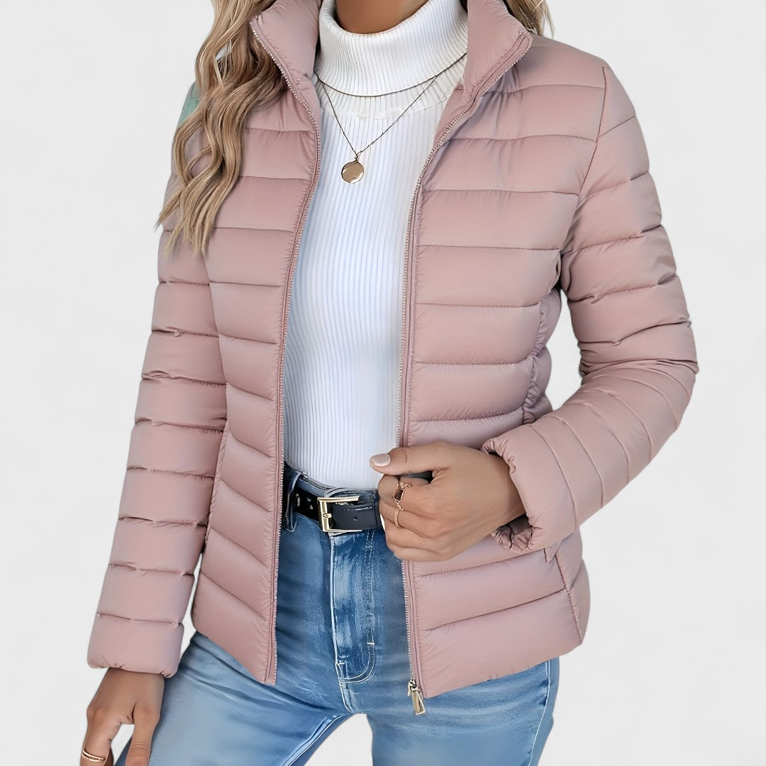 Philara – Elegant Long Jacket with High Collar