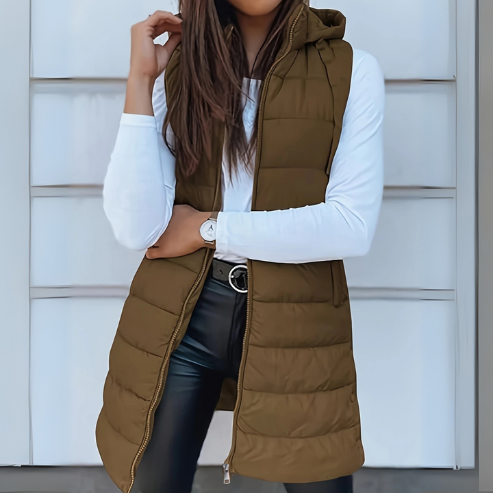 Raine London - Casual Sleeveless Hood Long Puffer Vest