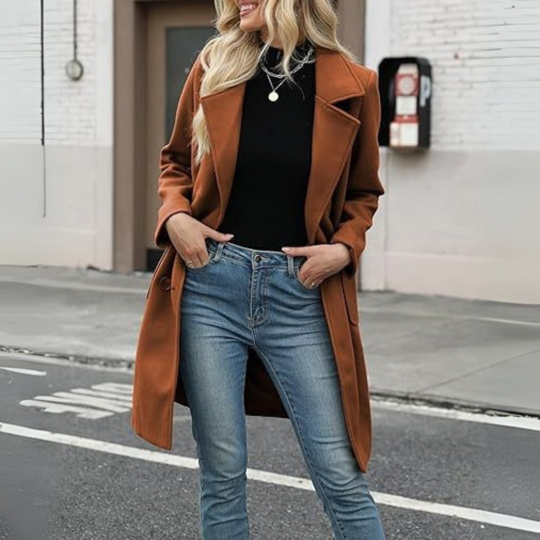 Demora London | Casual Mid Length Button Open Front Coat