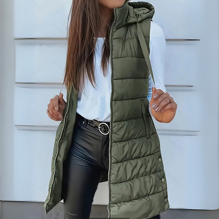 Raine London - Casual Sleeveless Hood Long Puffer Vest
