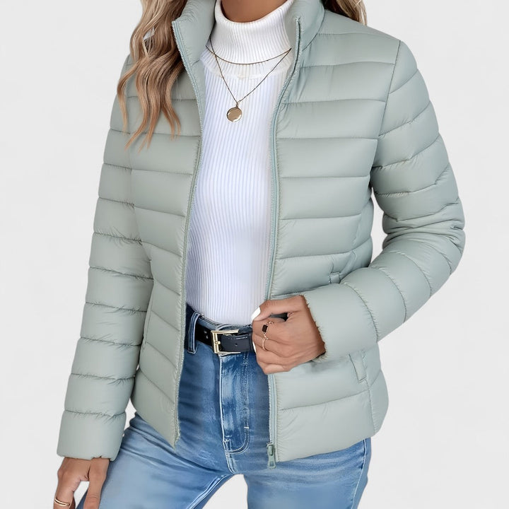 Philara – Elegant Long Jacket with High Collar