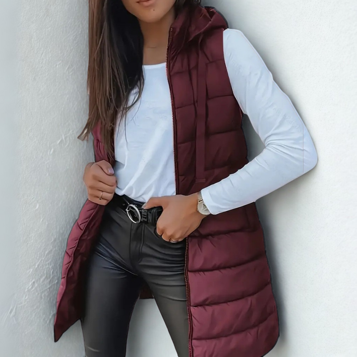 Raine London - Casual Sleeveless Hood Long Puffer Vest