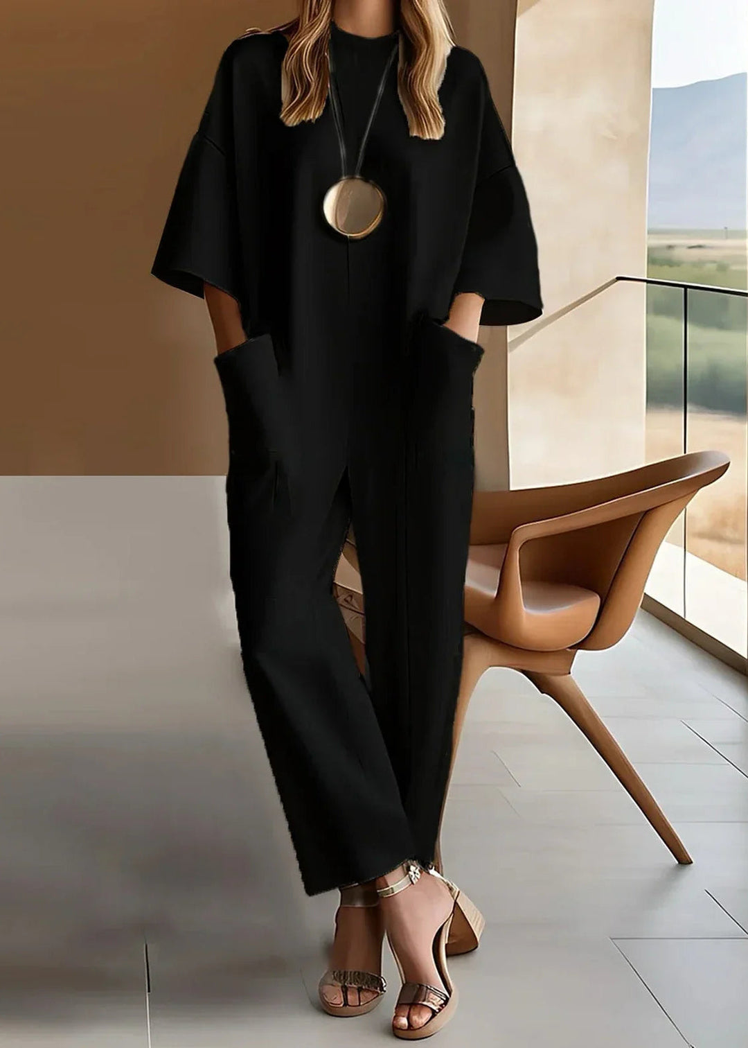 Alessira - Elegant Short-Sleeve Jumpsuit