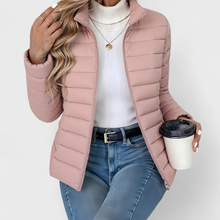 Philara – Elegant Long Jacket with High Collar