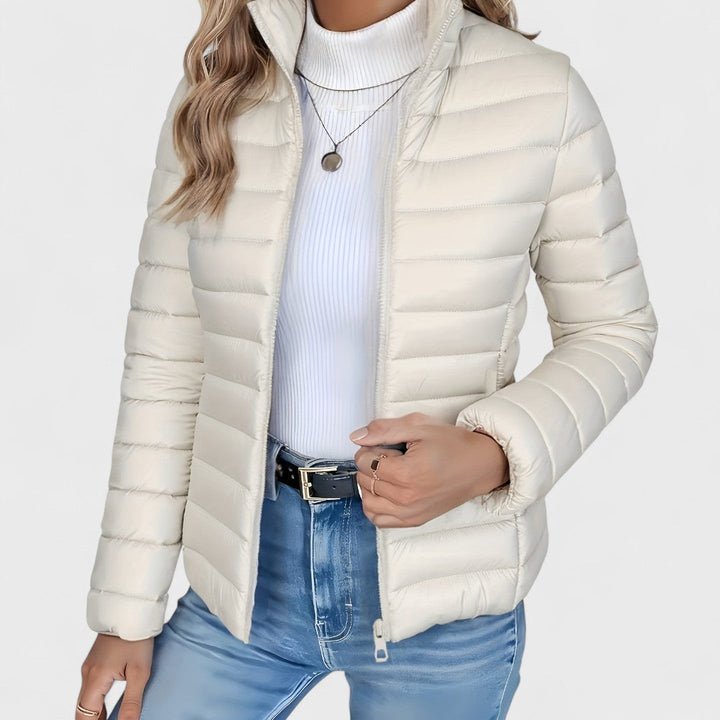 Philara – Elegant Long Jacket with High Collar