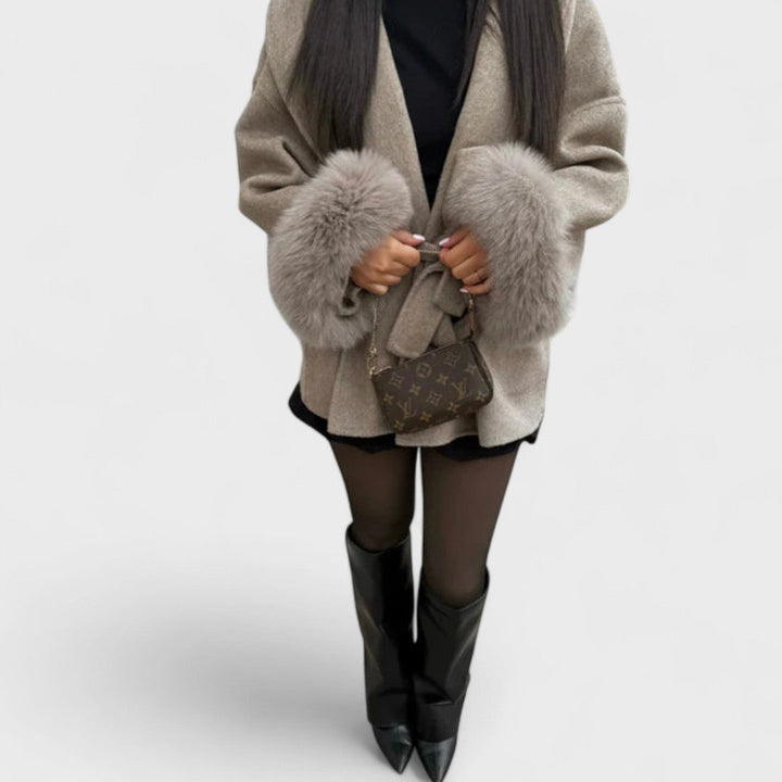 Woolisse – Elegant Coat with Faux Fur Details