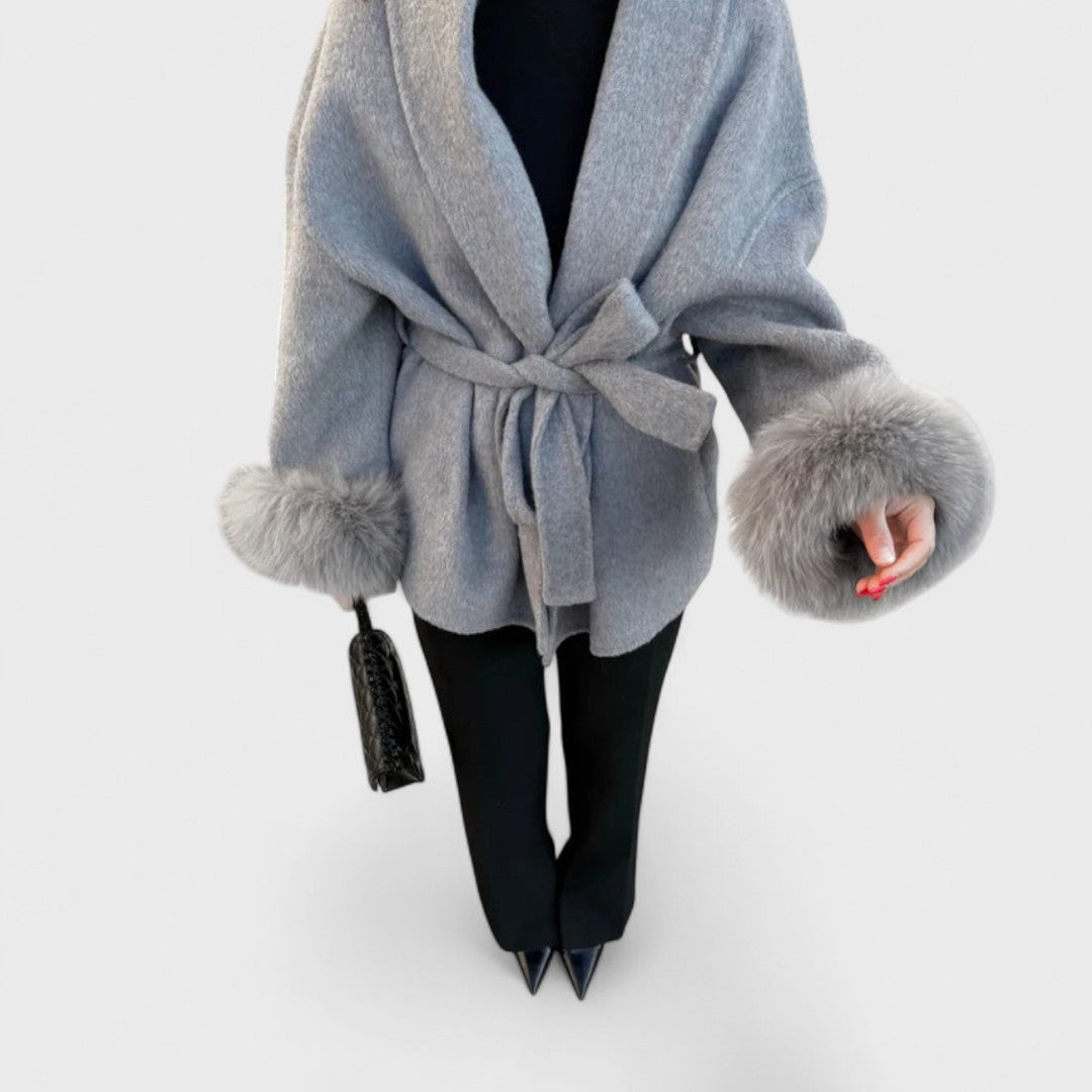 Woolisse – Elegant Coat with Faux Fur Details