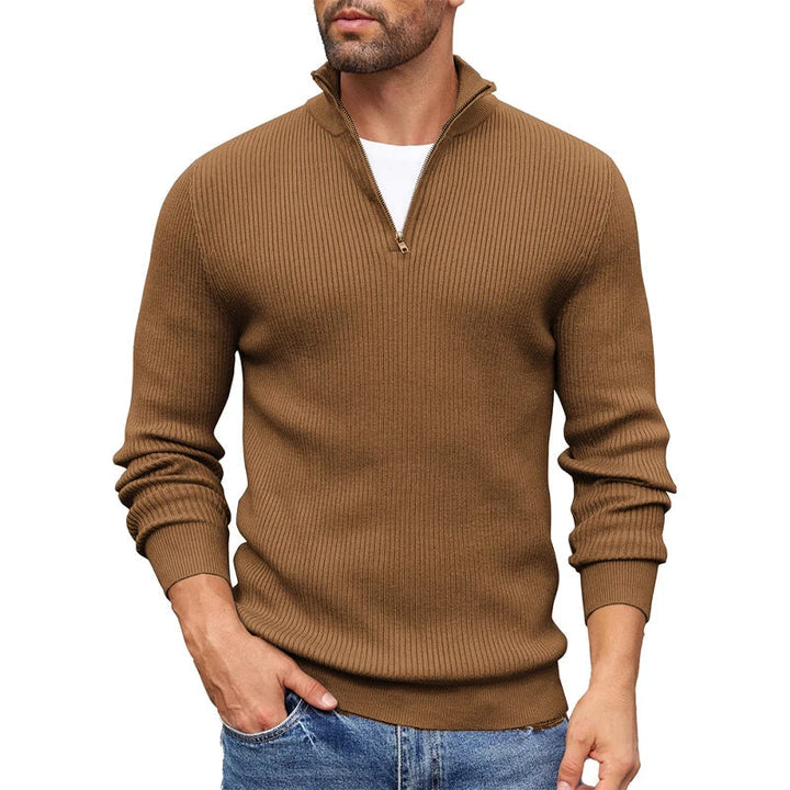 Langdon & Hyde | Ribbed Knit Zip-Up Collar Sweater for Men