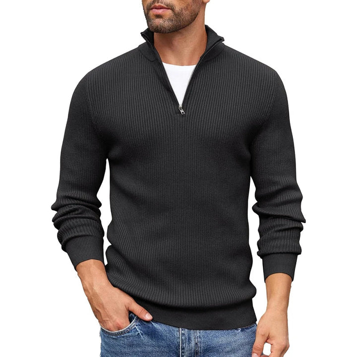 Langdon & Hyde | Ribbed Knit Zip-Up Collar Sweater for Men