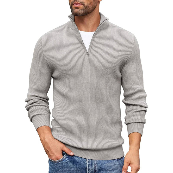Langdon & Hyde | Ribbed Knit Zip-Up Collar Sweater for Men