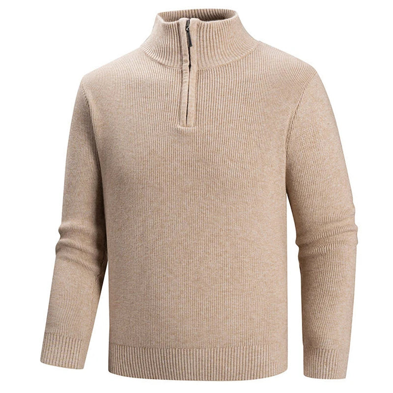Langdon & Hyde | Ribbed Knit Zip-Up Collar Sweater for Men