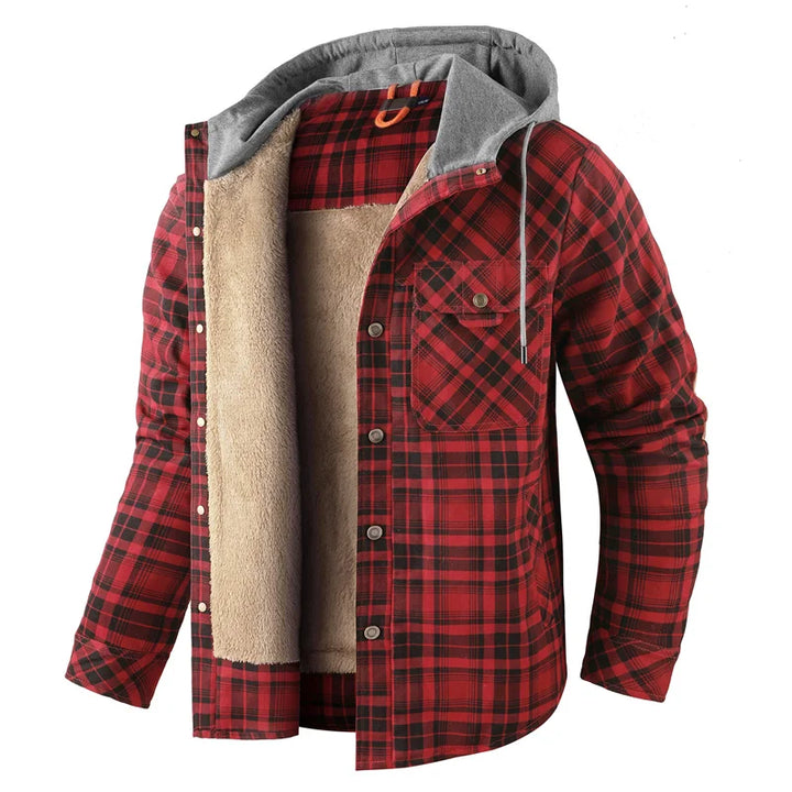 Kingswell™ | Checked Fleece-Lined Hooded Shirt Jacket for Men