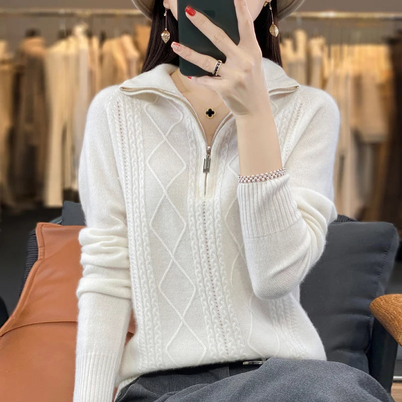 Adelina London | Cashmere Zip Neck Jumper