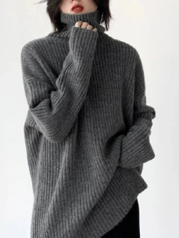 Rowena London | Cashmere Oversized Ribbed Turtleneck