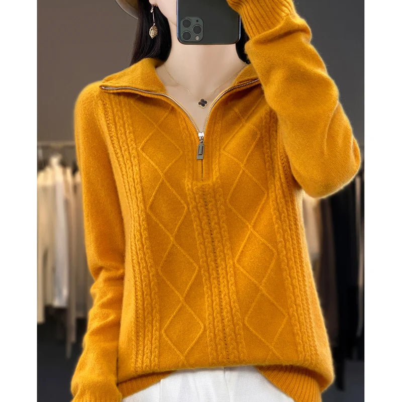 Adelina London | Cashmere Zip Neck Jumper