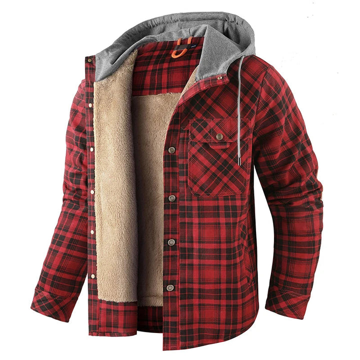 Kingswell™ | Checked Fleece-Lined Hooded Shirt Jacket for Men
