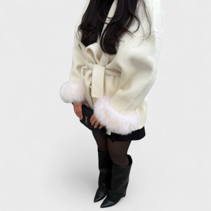 Woolisse – Elegant Coat with Faux Fur Details