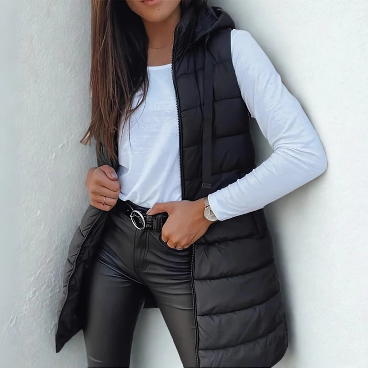 Raine London - Casual Sleeveless Hood Long Puffer Vest