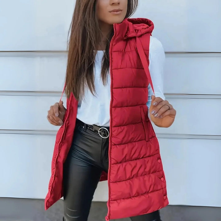 Raine London - Casual Sleeveless Hood Long Puffer Vest