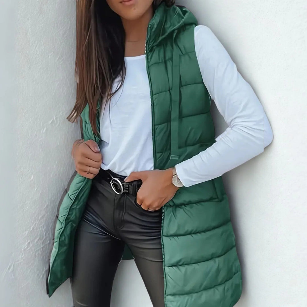 Raine London - Casual Sleeveless Hood Long Puffer Vest