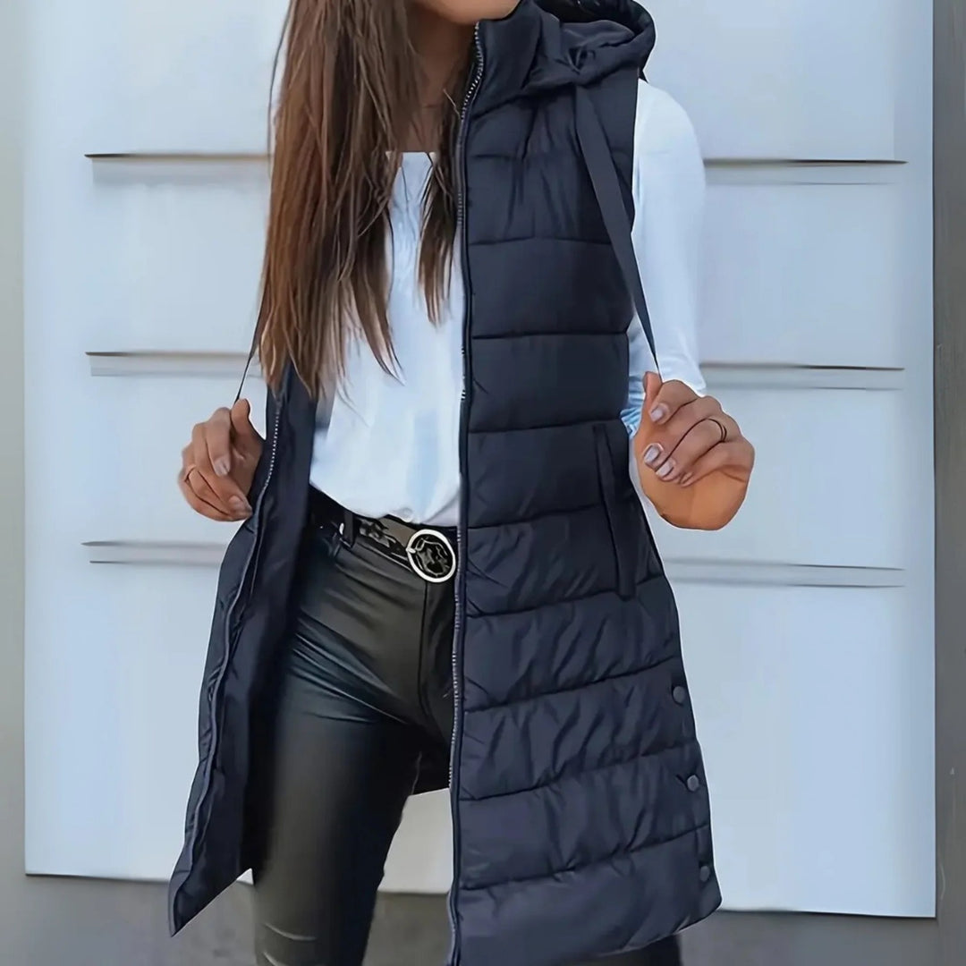 Raine London - Casual Sleeveless Hood Long Puffer Vest