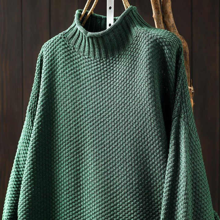 Vespera | Women’s High-Neck Relaxed Fit Sweater with Textured Knit