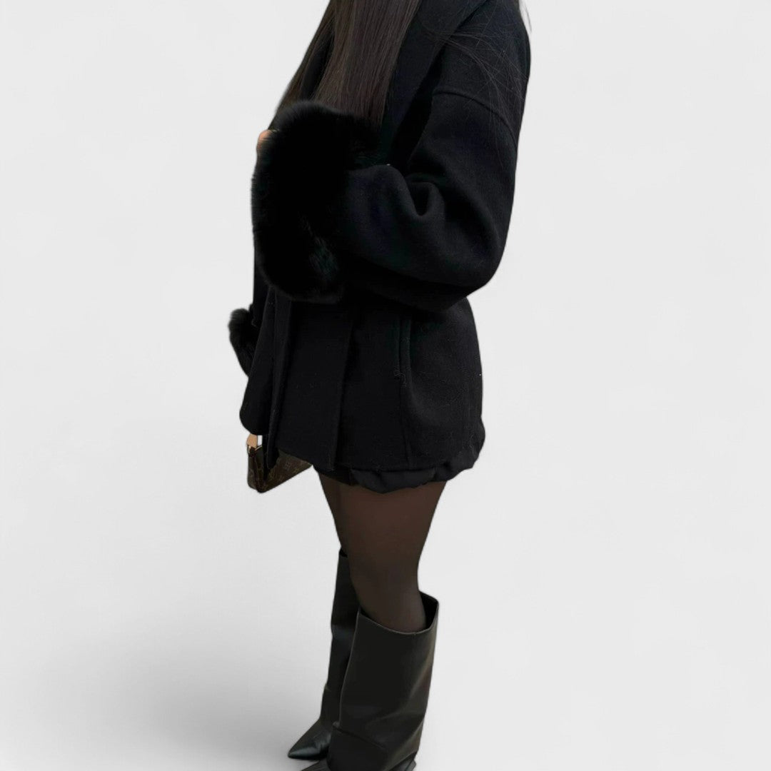 Woolisse – Elegant Coat with Faux Fur Details