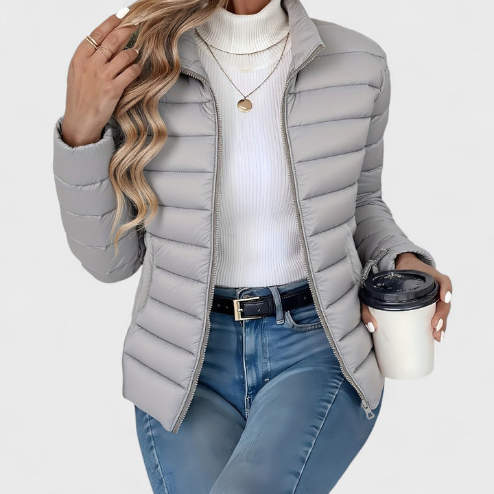 Philara – Elegant Long Jacket with High Collar