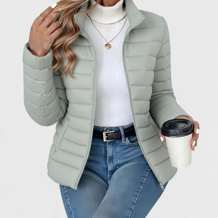 Philara – Elegant Long Jacket with High Collar
