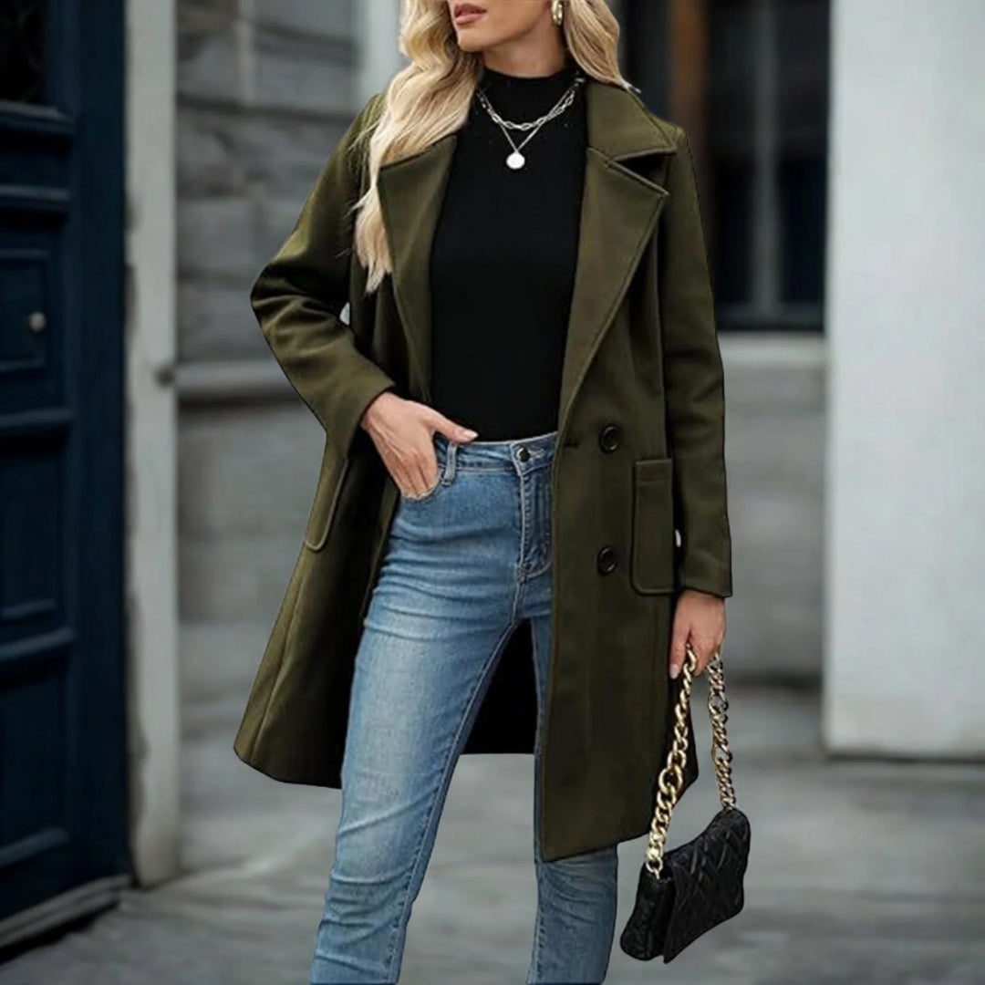 Demora London | Casual Mid Length Button Open Front Coat